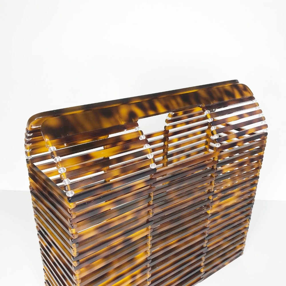 Acrylic Square Handbag in Tortoise - Picture 3 of 8